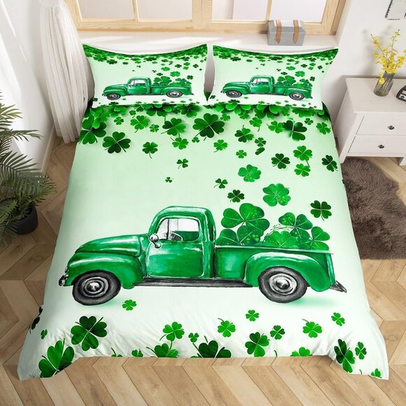 Other - St.Patrick's Day Bedding Set King Size Lucky Clover Leaves Comforter Cover Set f